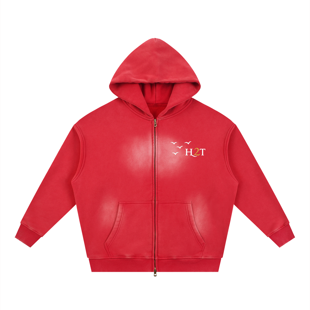 Sunfade Two-way Zipper Boxy Fleece Hoodie